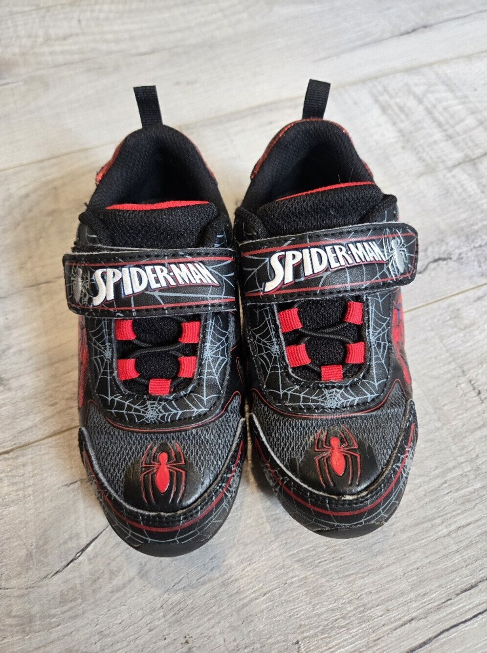 Marvel Spider-Man Light Up Black and Red Kids Velcro Sneakers